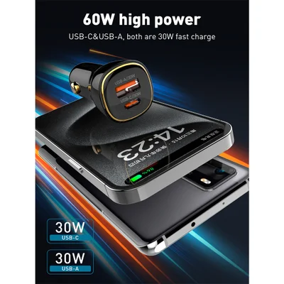 Carregador Veicular Ldnio C103l Turbo 60w Usb A/c Rápido — foto 3