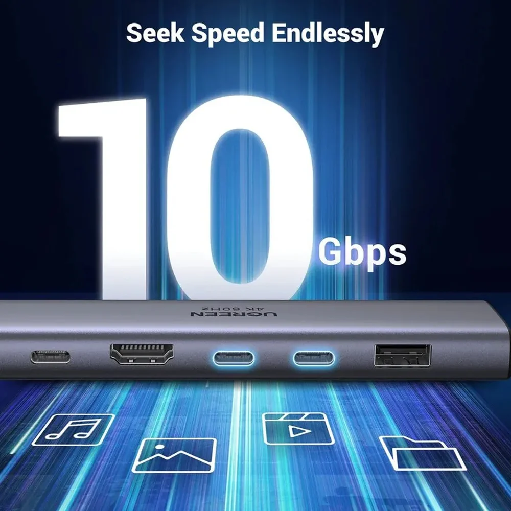 Imagem 5 de 5 do produto Hub Usb C 7in1 Ugreen 4k HDMI 100w Pd Adaptador Portátil