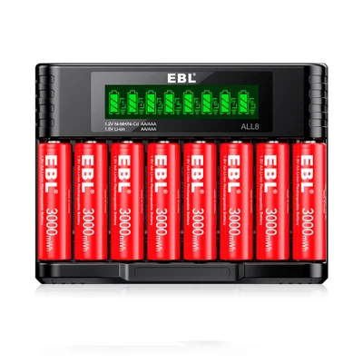 Carregador Pilhas Smart Ebl 1.2v 1.5v 8slot Aa Aaa Nimh