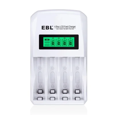 Carregador De Pilhas Ebl 4 Slots Aa Aaa Com Tela Lcd