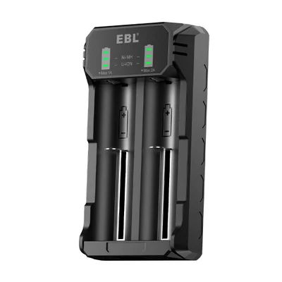 Carregador De Pilhas Ebl Nimh Lítio 2slots LED Universal