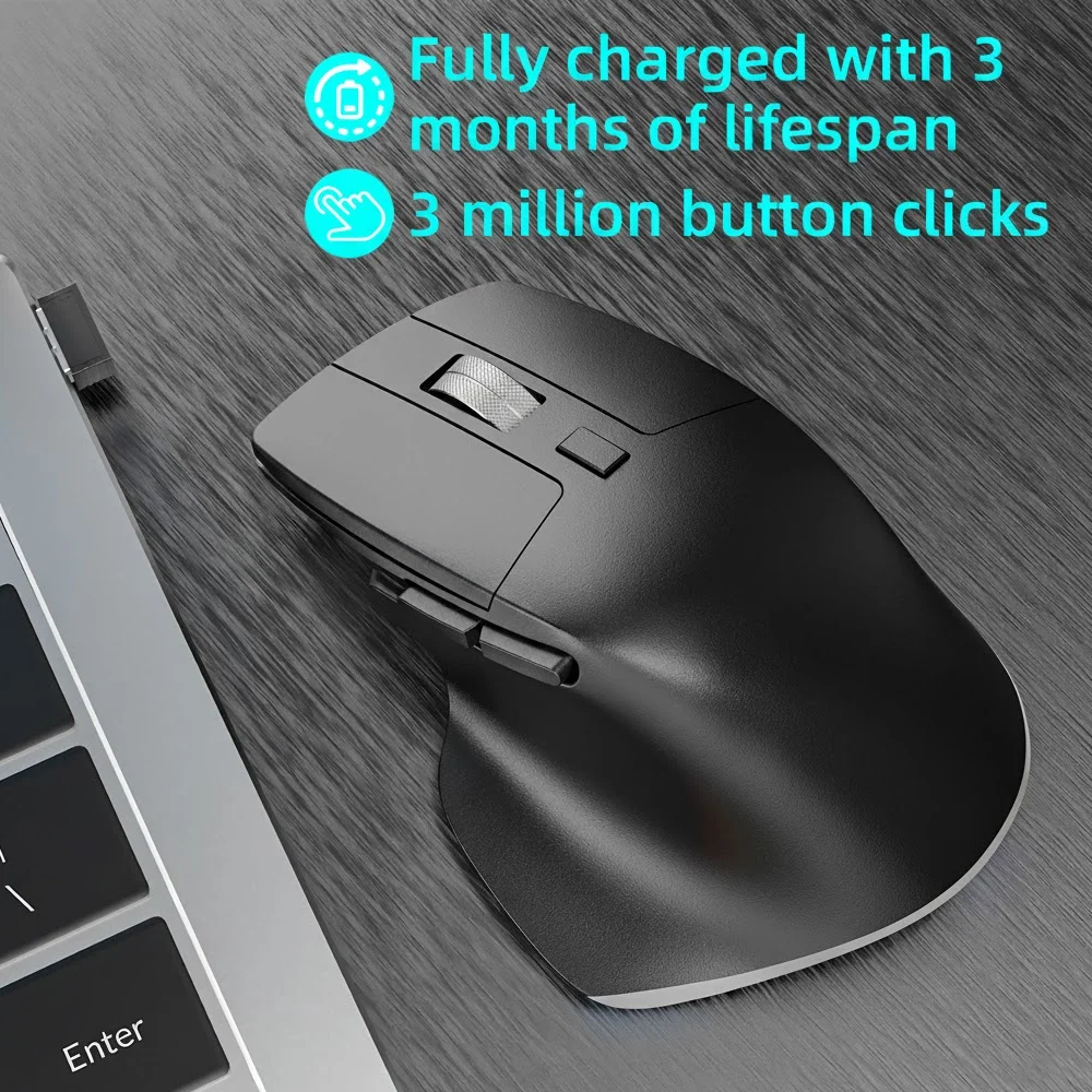 Imagem 2 de 5 do produto Mouse Sem Fio Mpower 2.4GHz USB Grafite Ergonômico