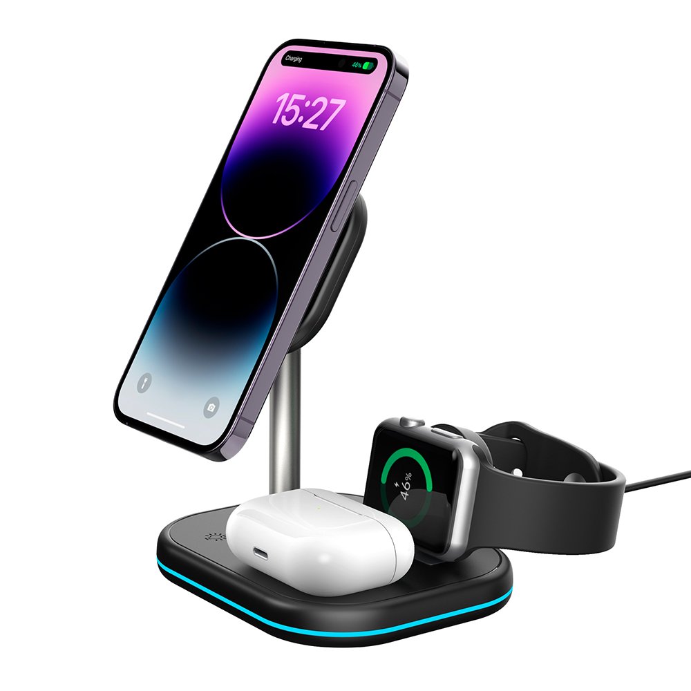 Carregador Magnético Sem Fio Life 3 Em 1 Z25 15w Preto