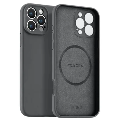 Capa Capinha Protetora de Silicone com Interior em Microfibra Compatível com Magsafe para o iPhone 16 Pro Max - Cor: Cinza