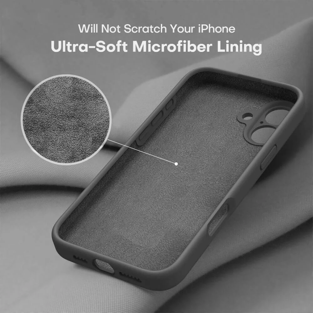 Imagem 4 de 5 do produto Capa Capinha Protetora de Silicone com Interior em Microfibra Compatível com Magsafe para o iPhone 16 - Cor: Cinza