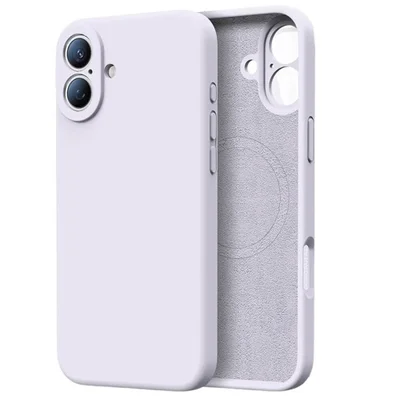 Capa Capinha Protetora de Silicone com Interior em Microfibra Compatível com Magsafe para o iPhone 16 - Cor: Lilás