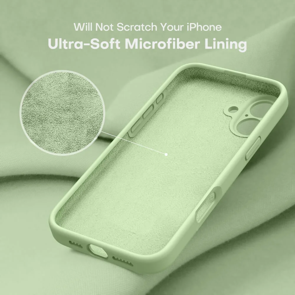 Imagem 3 de 5 do produto Capa Capinha Protetora de Silicone com Interior em Microfibra Compatível com Magsafe para o iPhone 16 - Cor: Verde