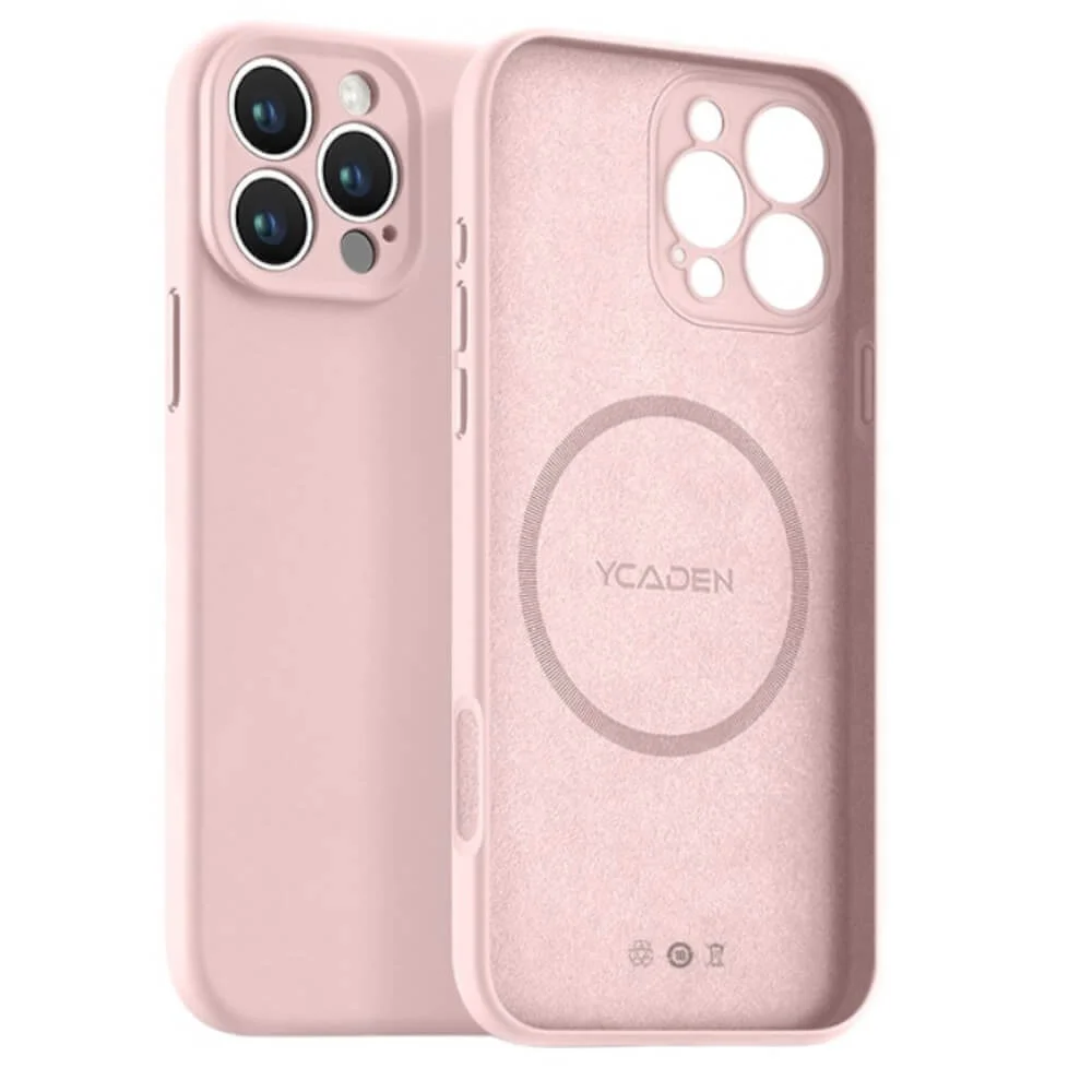 Imagem 1 de 5 do produto Capa Capinha Protetora de Silicone com Interior em Microfibra Compatível com Magsafe para o iPhone 16 Pro - Cor: Rosa