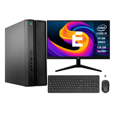 Computador Completo eFacini Prime Intel Core i5 16GB Wi-Fi e Bluetooth Windows 11 Pro SSD 128GB