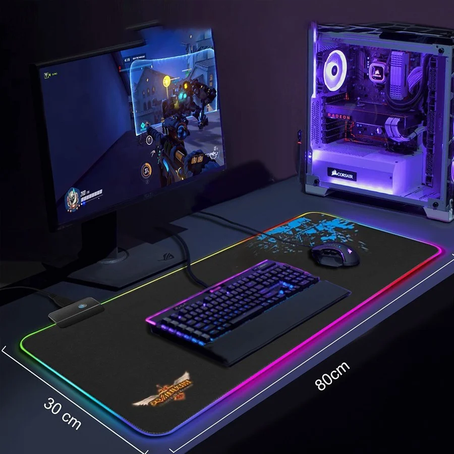 Imagem 5 de 5 do produto Mouse Pad Gamer Usb Em LED 79 X 30 Cm Desenho Lol