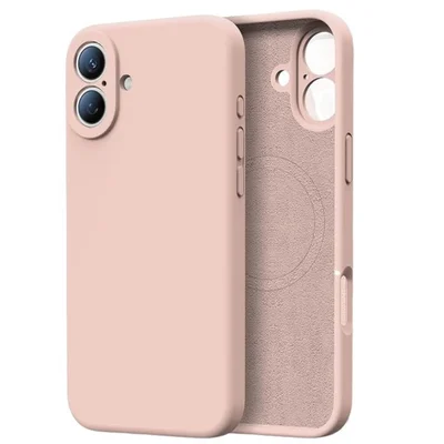 Capa Capinha Protetora de Silicone com Interior em Microfibra Compatível com Magsafe para o iPhone 16 - Cor: Rosa