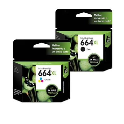 Kit Cartuchos Hp 664xl Preto Color F6v30ab F6v31ab