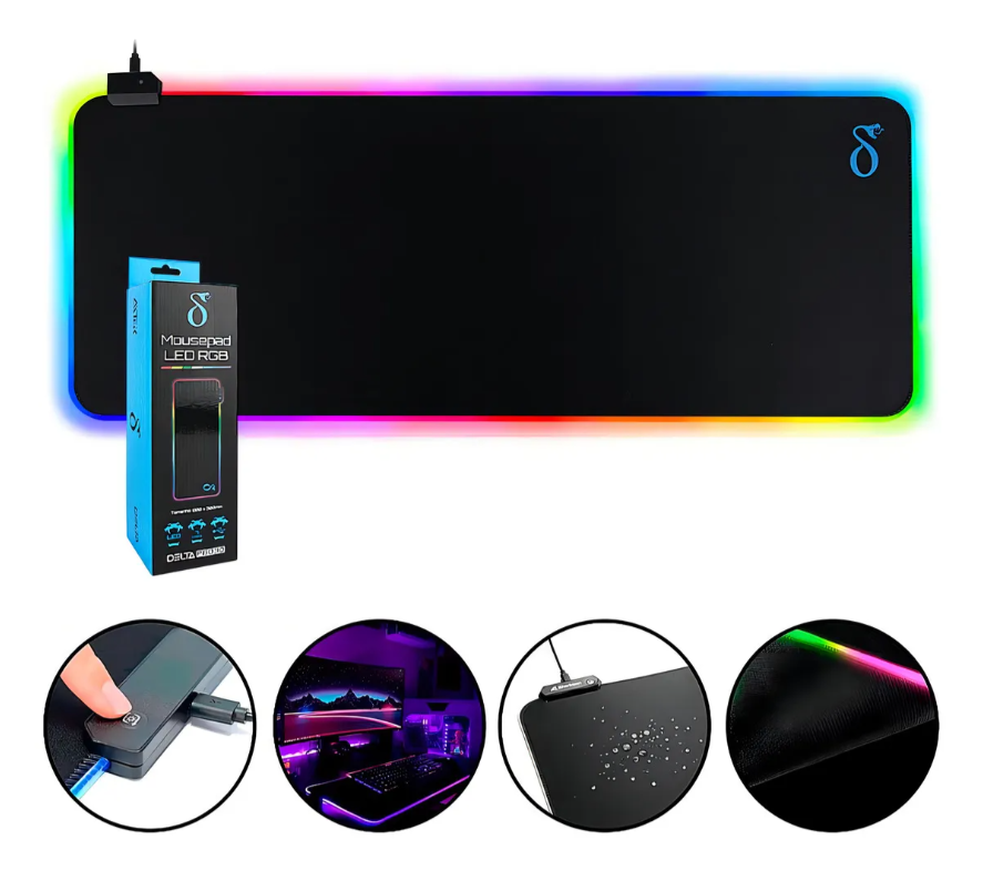 Mousepad Gamer RGB Extra Grande 90x40cm | LED| Antiderrapante | Setup Gamer