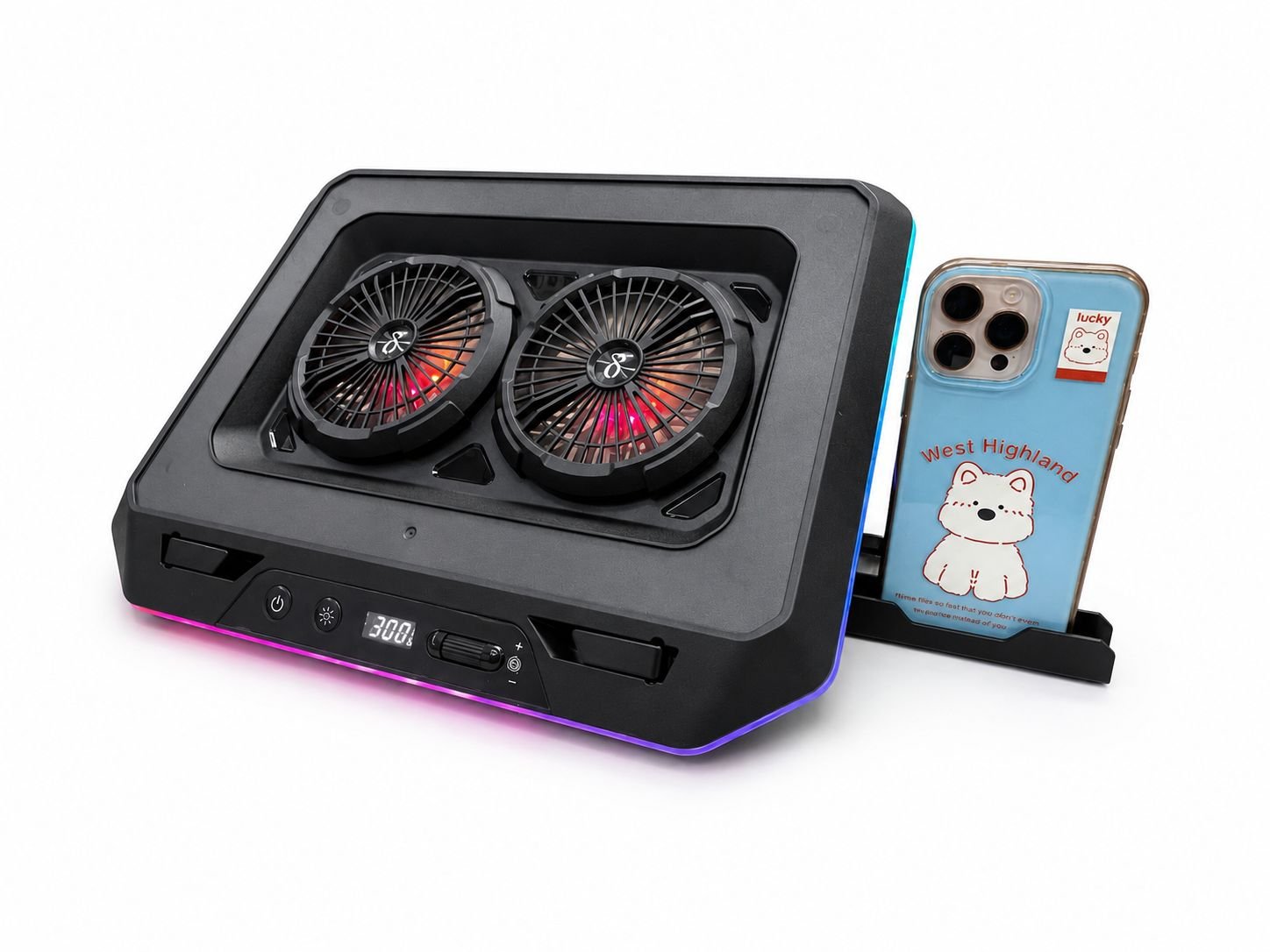 Base Gamer para Notenook RGB com 2 Coolers | Refrigeração Ajustável | Suporte Gamer GG