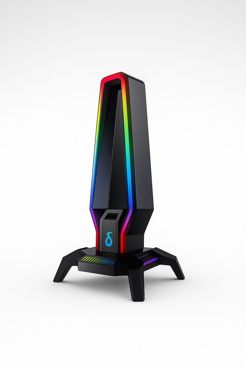Suporete Gamer para Headset RGB com Hub USB 3.0 | USB-C | Aúdio | LED