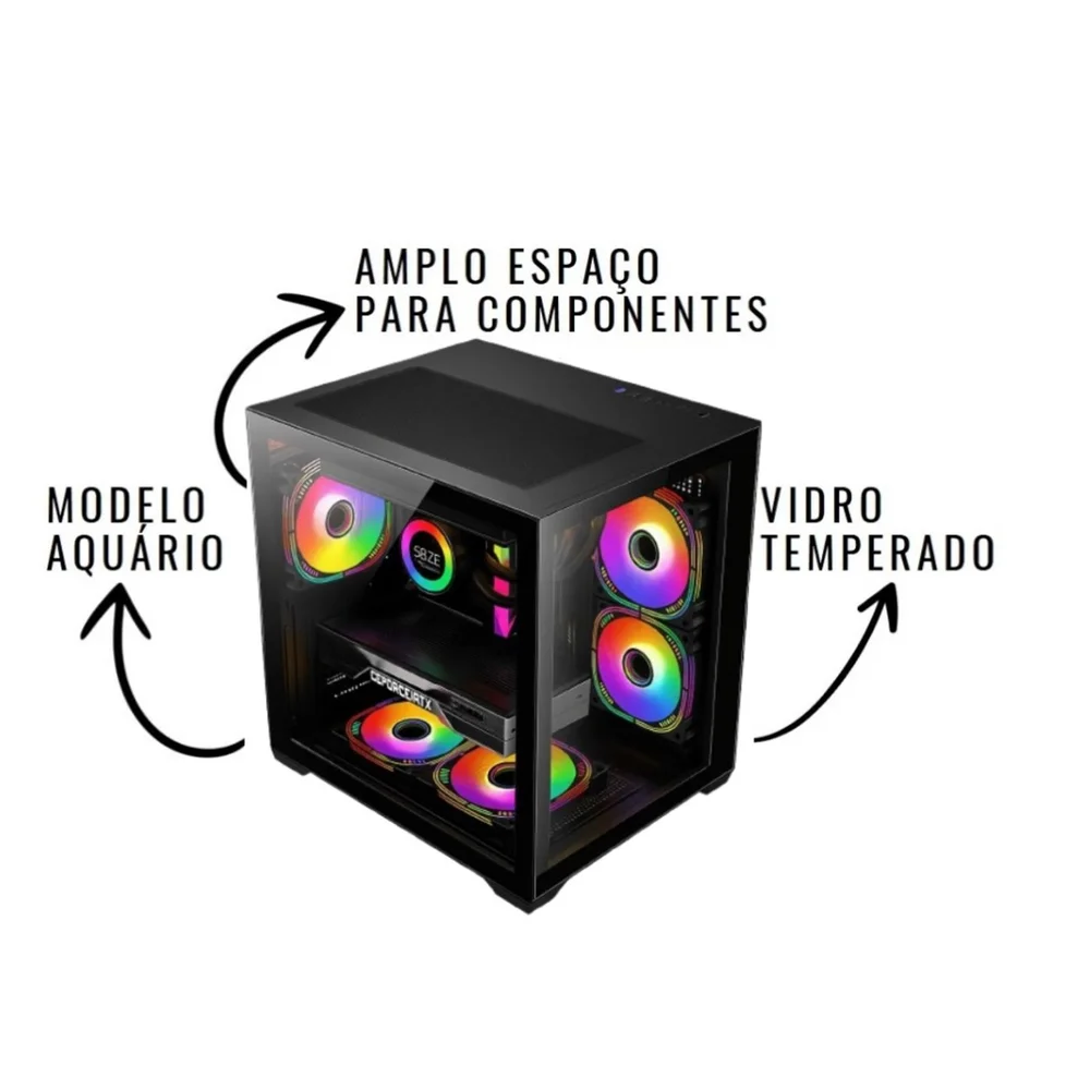 PC Gamer Arvex Amd Ryzen 5 5500, Radeon Rx 6600 8GB, Memória 16gb Ddr4, SSD 480GB PC Gamer Arvex Amd Ryzen 5 5500, Radeon Rx 6600 8GB, Memória 16gb Ddr4, SSD 480GB