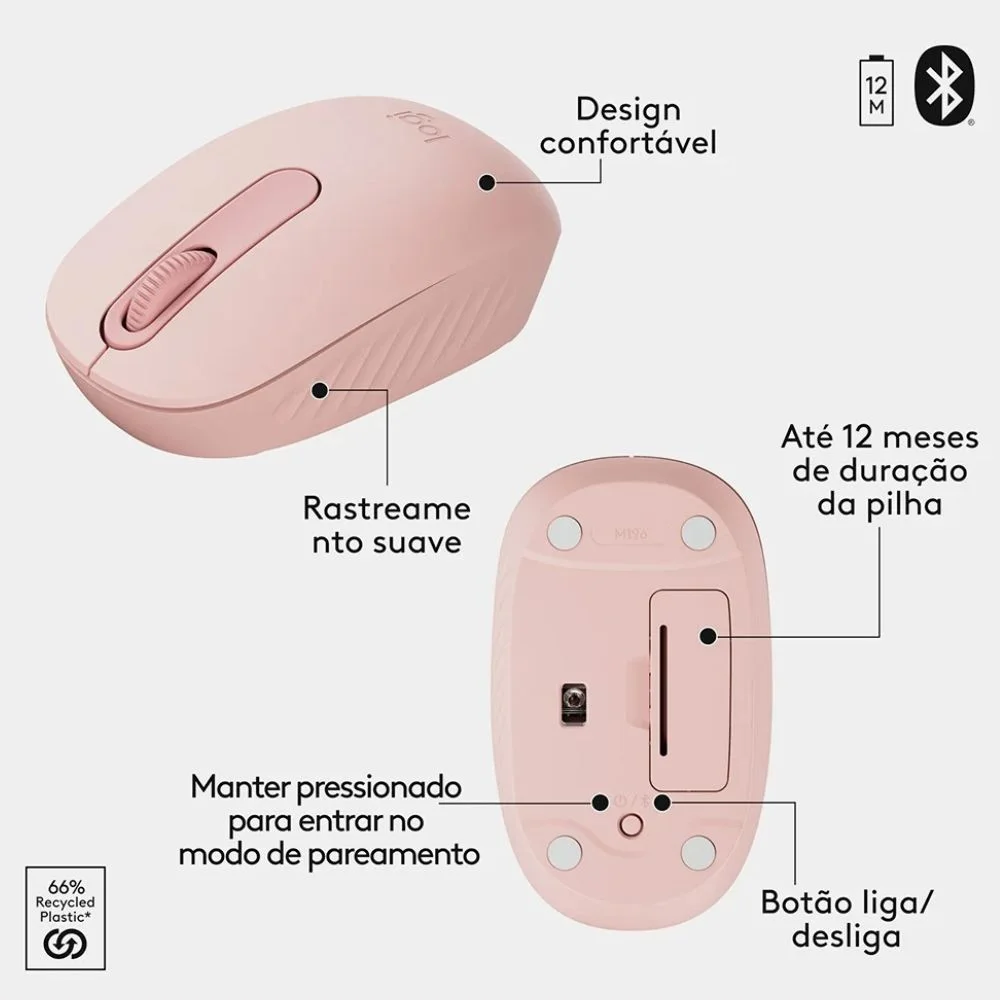 Imagem 5 de 5 do produto Kit Teclado E Mouse Bluetooth Mk250 Design Compacto Logitech Rose 920-013517