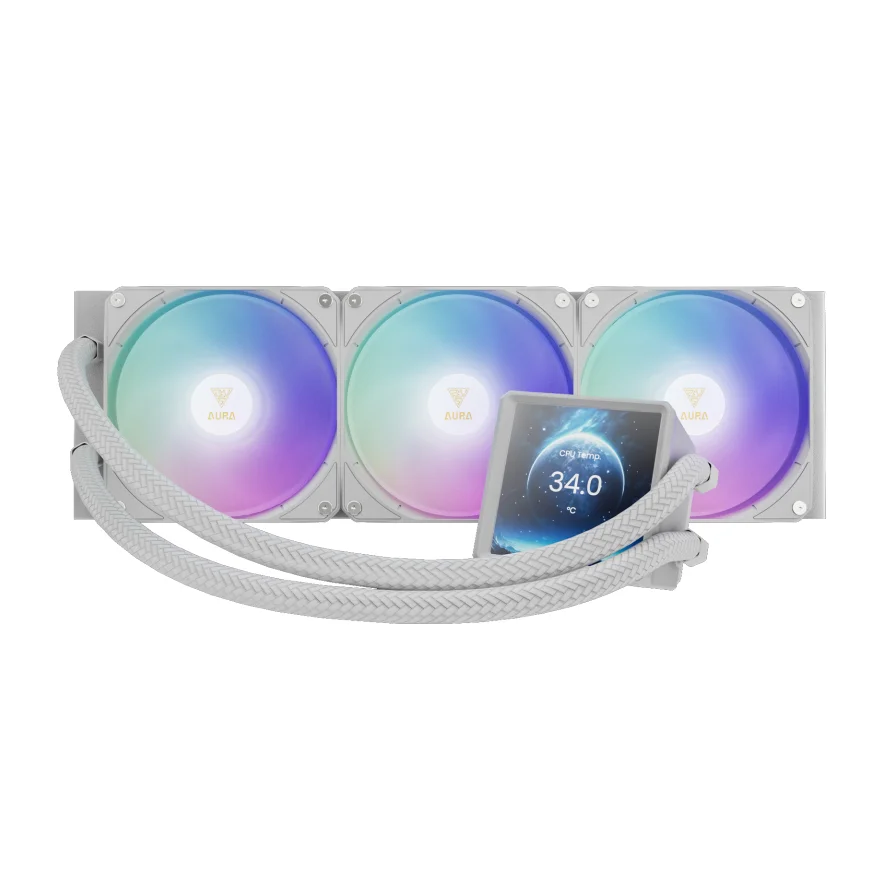 Water Cooler 360mm Gamdias Aura Gl 360 Lcd Wh, ARGB, White - Aura Gl 360 Lcd Wh 8