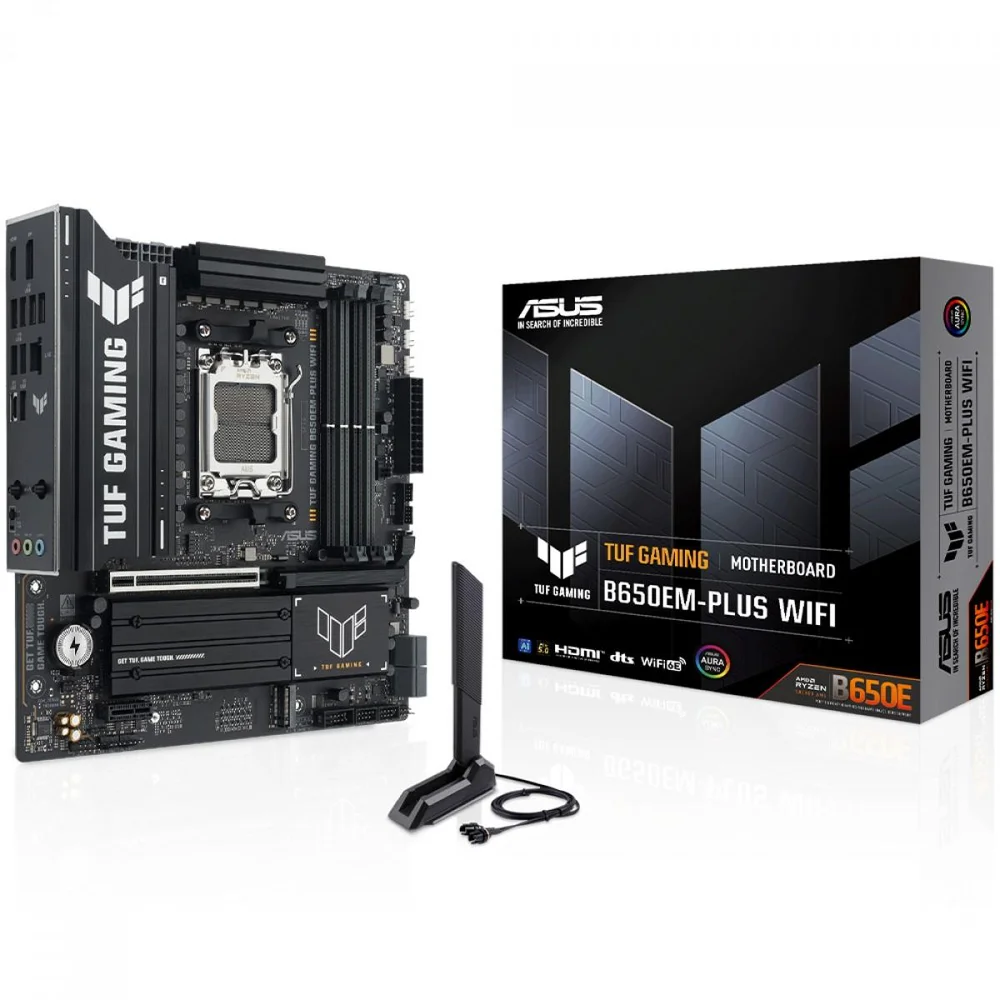 Placa Mãe Asus Tuf-gaming B650em-plus Wifi, Chipset B650, Amd Am5, Matx, Ddr5, 90mb1lu0-m0eay0