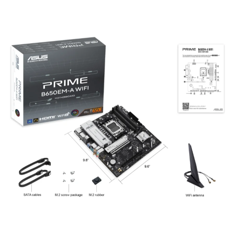 Placa Mãe Asus Prime B650em-a Wifi, Amd Am5, Matx, Wf/blt, Ddr5 - Prime B650em-a Wifi 7