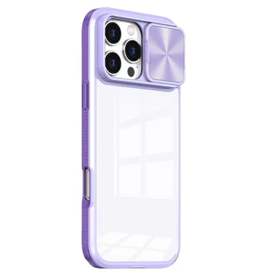 Capa Protetora com Proteção Slide na Lente da câmera para o iPhone 16 Cor: Lilás