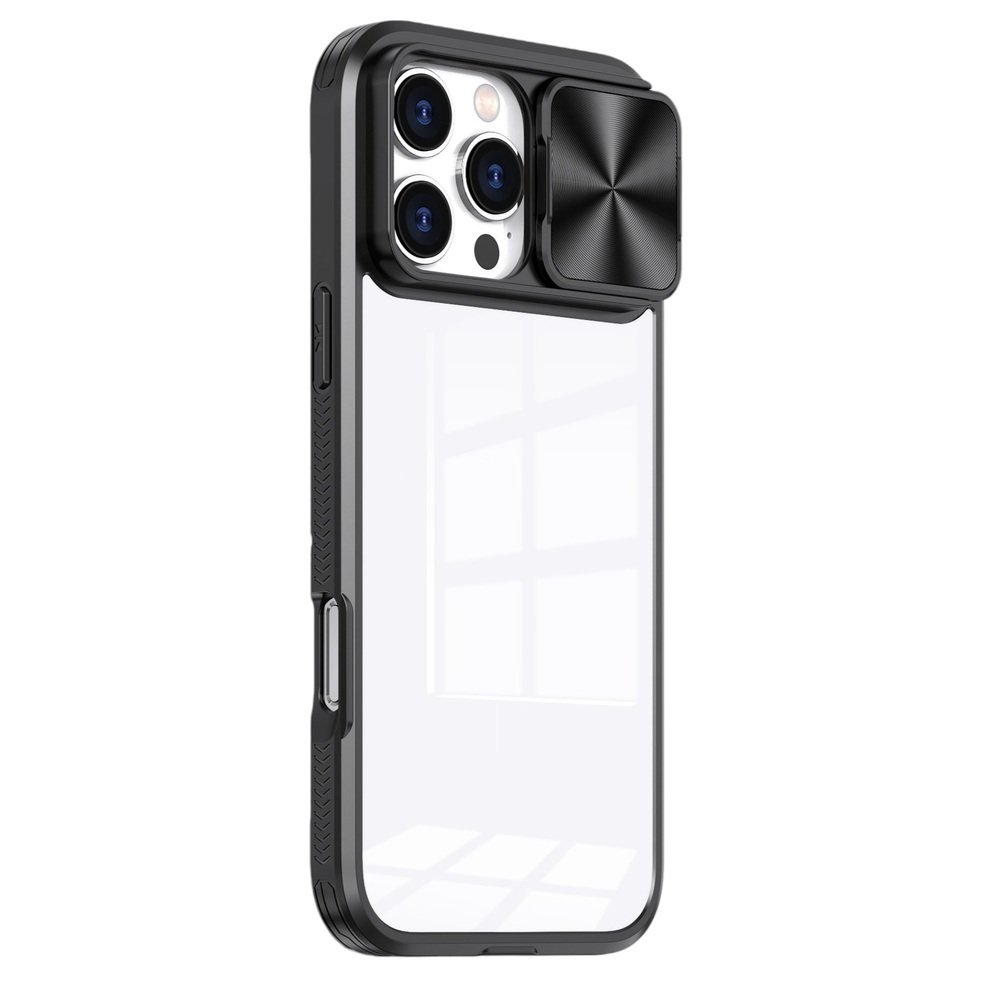 Capa Protetora com Proteção Slide na Lente da câmera para o iPhone 16 Cor: Preto