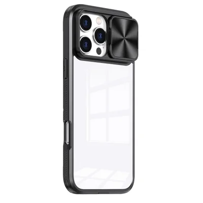 Capa Protetora com Proteção Slide na Lente da câmera para o iPhone 16 Cor: Preto