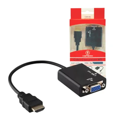 Conversor Adaptador De Vídeo HDMI Macho P/ Vga Femea Kapbom