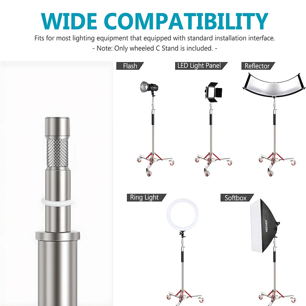 Imagem 3 de 5 do produto Suporte Luz Neewer Inox Rodas Tripé 305cm Profissional