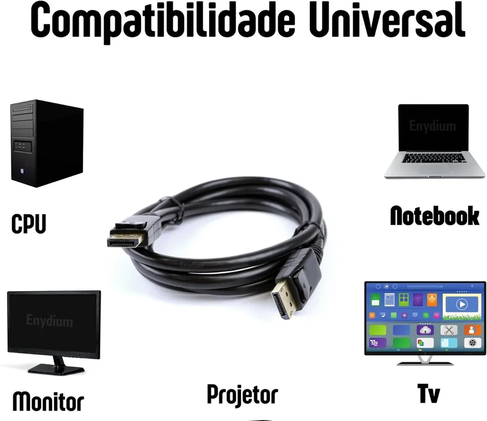 Imagem 5 de 5 do produto Cabo Displayport 1.80m 4k 1.2v Alta Resolução Vídeo Som