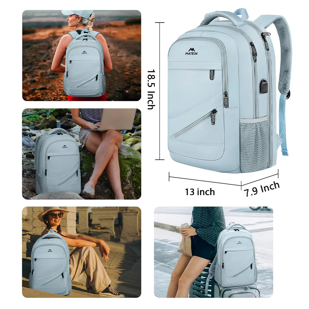 Imagem 4 de 5 do produto Mochila Matein Viagem Notebook 17 Pol Com Porta Usb Azul