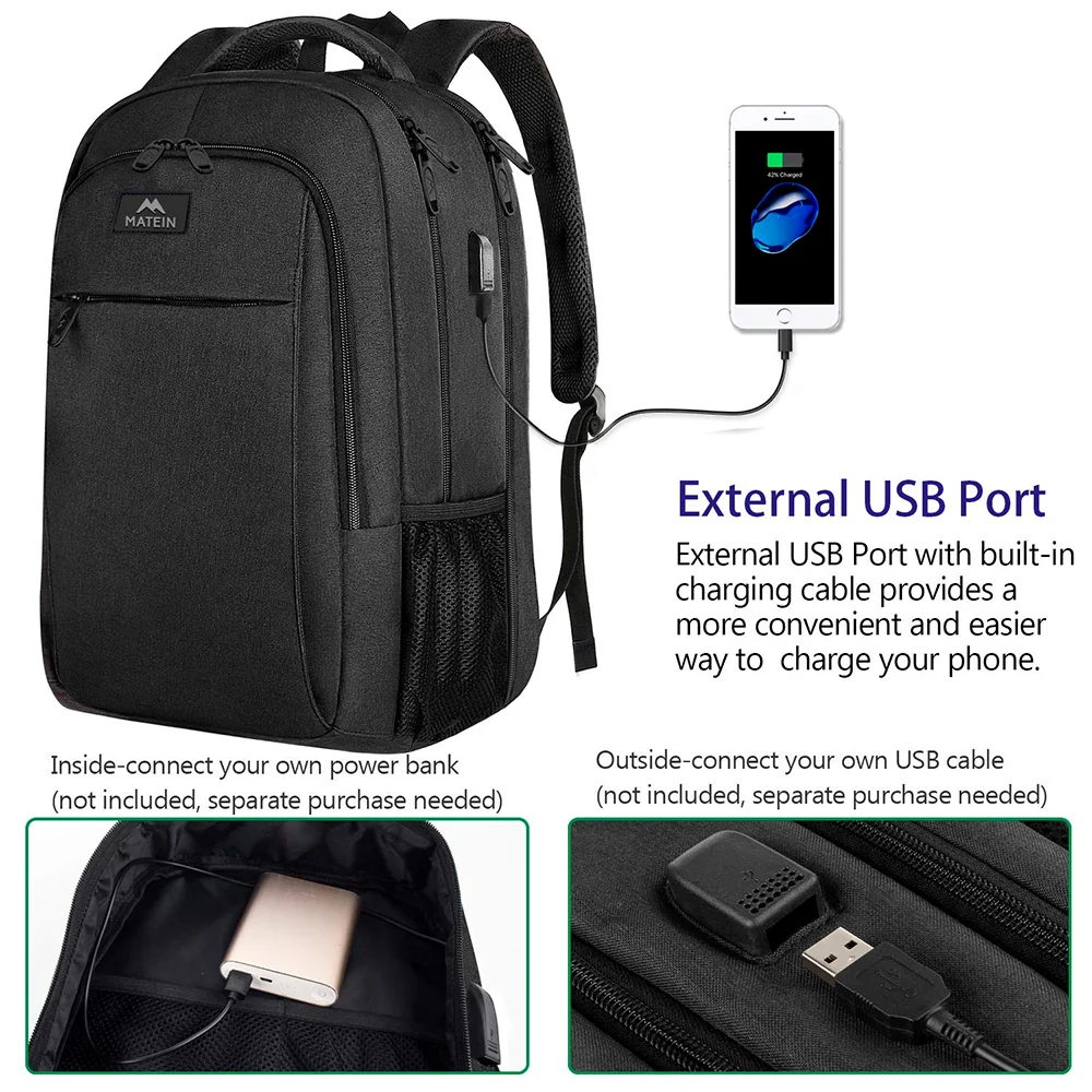 Imagem 5 de 5 do produto Mochila Matein Notebook 15.6 Porta Usb Resistente Água