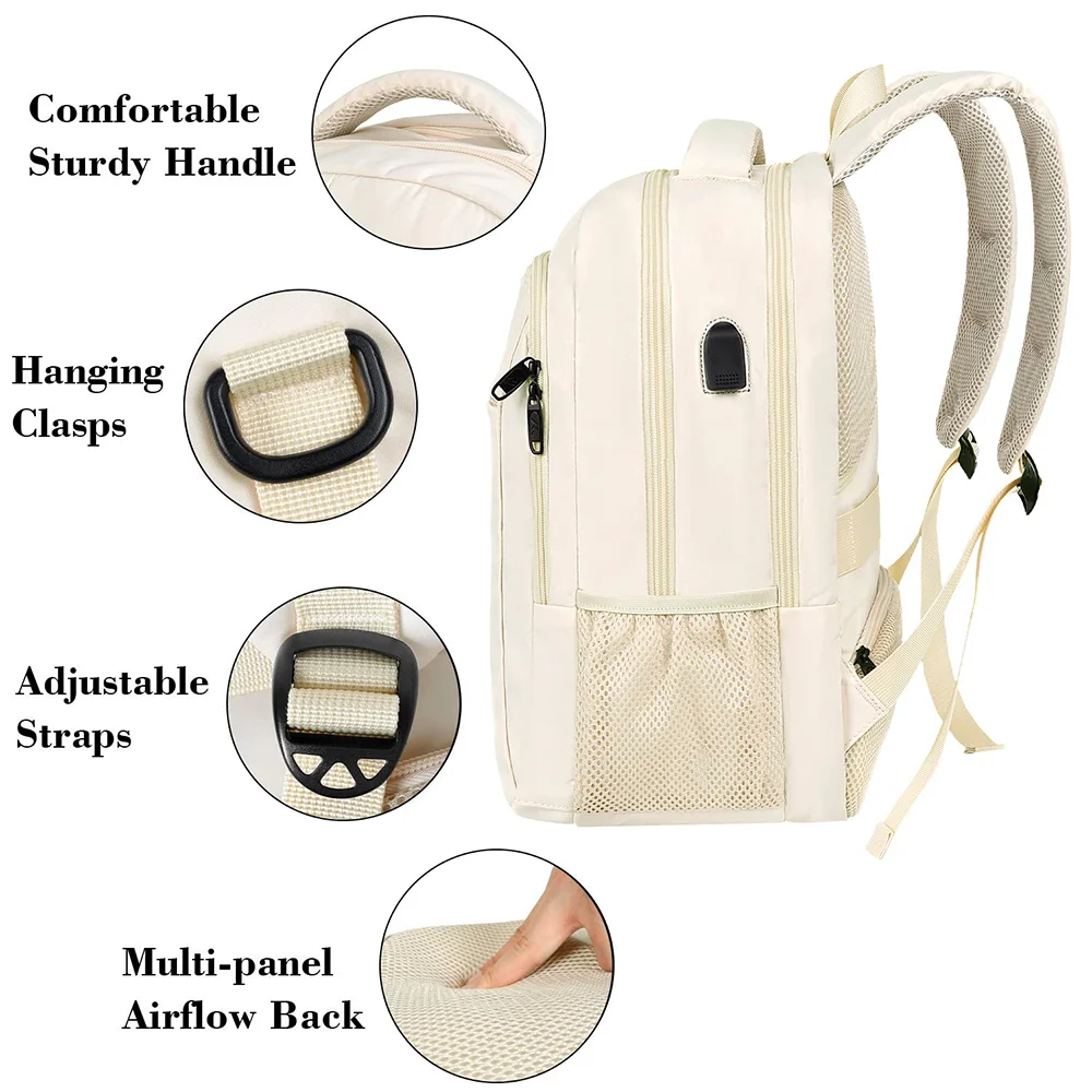 Imagem 3 de 5 do produto Mochila Matein P/ Notebook 15.6 Usb Resistente Água Bege