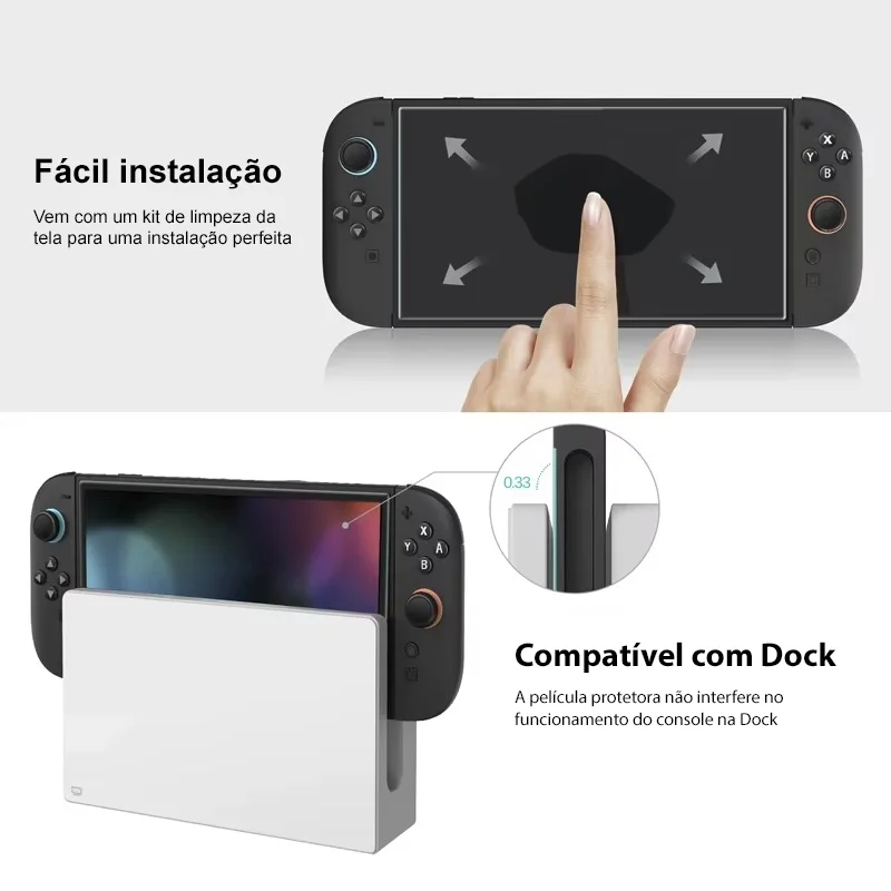 Imagem 4 de 5 do produto Case Para Nintendo Switch 2 Estojo Bolsa EVA Preto Rígído Com Alça Mão + 2 Películas de Vidro Premium