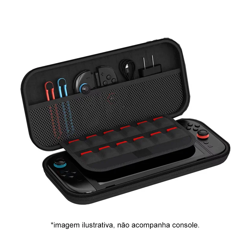 Imagem 5 de 5 do produto Case Para Nintendo Switch 2 Estojo Bolsa EVA Preto Rígído Com Alça Mão + 2 Películas de Vidro Premium