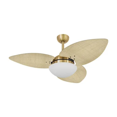 Ventilador De Teto Dormamu Dourado 3 Pás Palmae Natural 110v