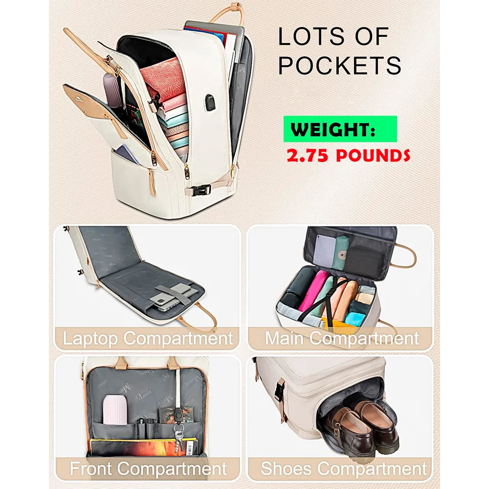 Imagem 2 de 5 do produto Mochila Viagem Matein Feminina Carry On Laptop 52l Bege
