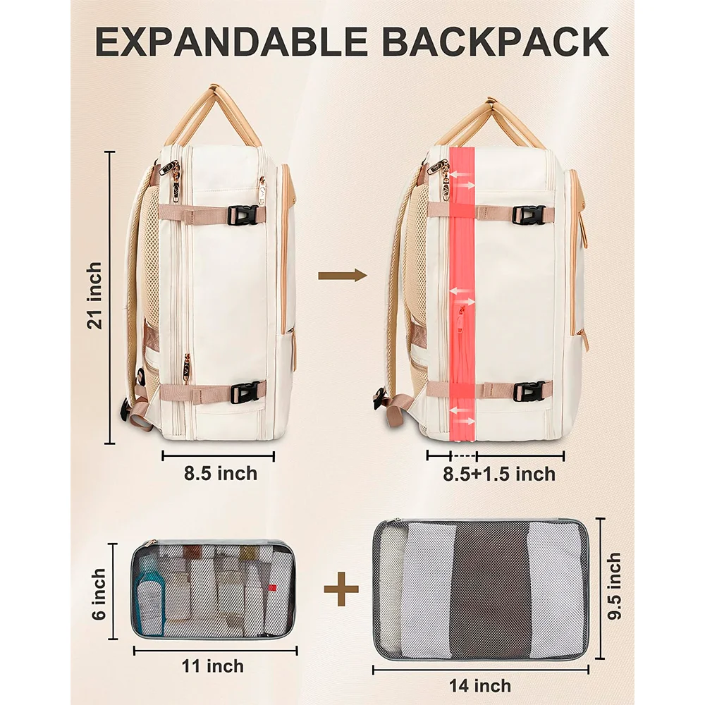 Imagem 3 de 5 do produto Mochila Viagem Matein Feminina Carry On Laptop 52l Bege