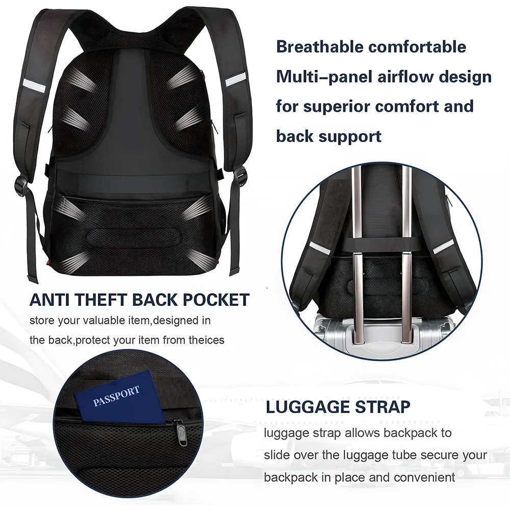 Imagem 2 de 5 do produto Mochila Escolar Matein Viagem Para Notebook 17 Pol Preta