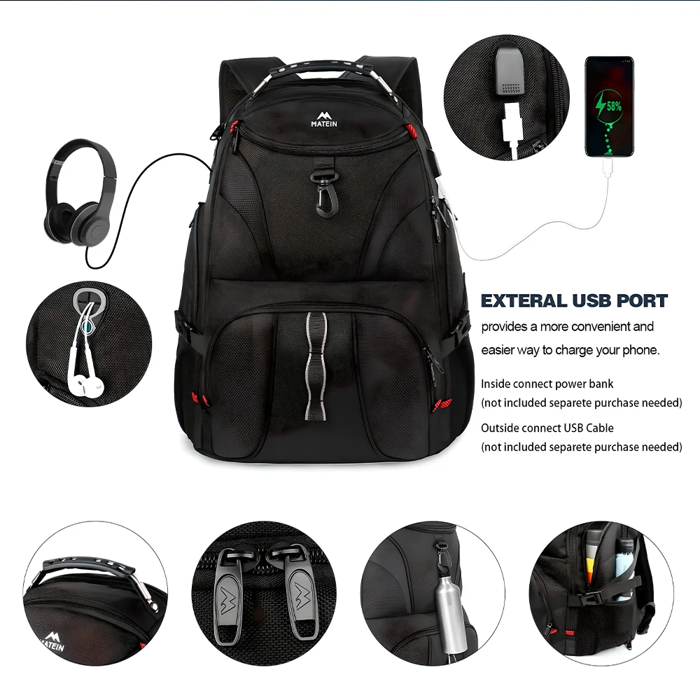 Imagem 4 de 5 do produto Mochila Escolar Matein Viagem Para Notebook 17 Pol Preta