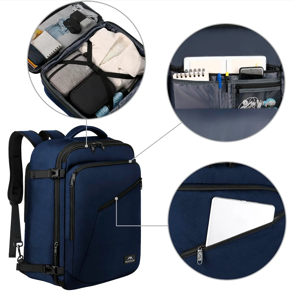 Imagem 4 de 5 do produto Mochila De Bordo Grande P/viagem Matein Resistente Azul