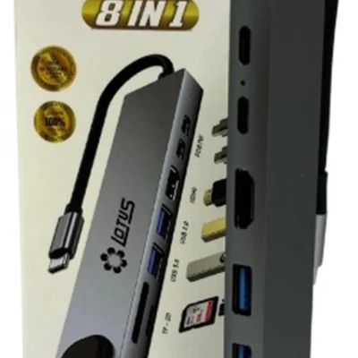 Adaptador Hub Extensor 8 Em 1 Tipo C HDMI Usb Lan 100mbps