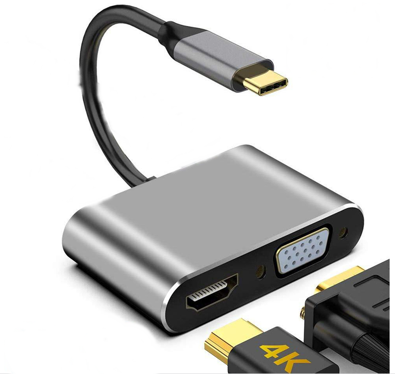 Adaptador Tipo C Pra HDMI 4k Vga 2 Em 1 Knup