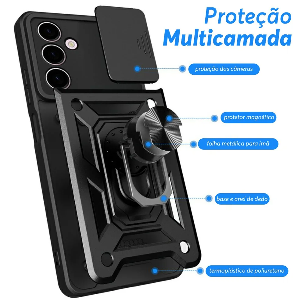 Imagem 2 de 5 do produto Capa Militar P/ Samsung Galaxy S25 Fe - Capinha Case Protetora Anti Impacto Queda Armadura Resistente