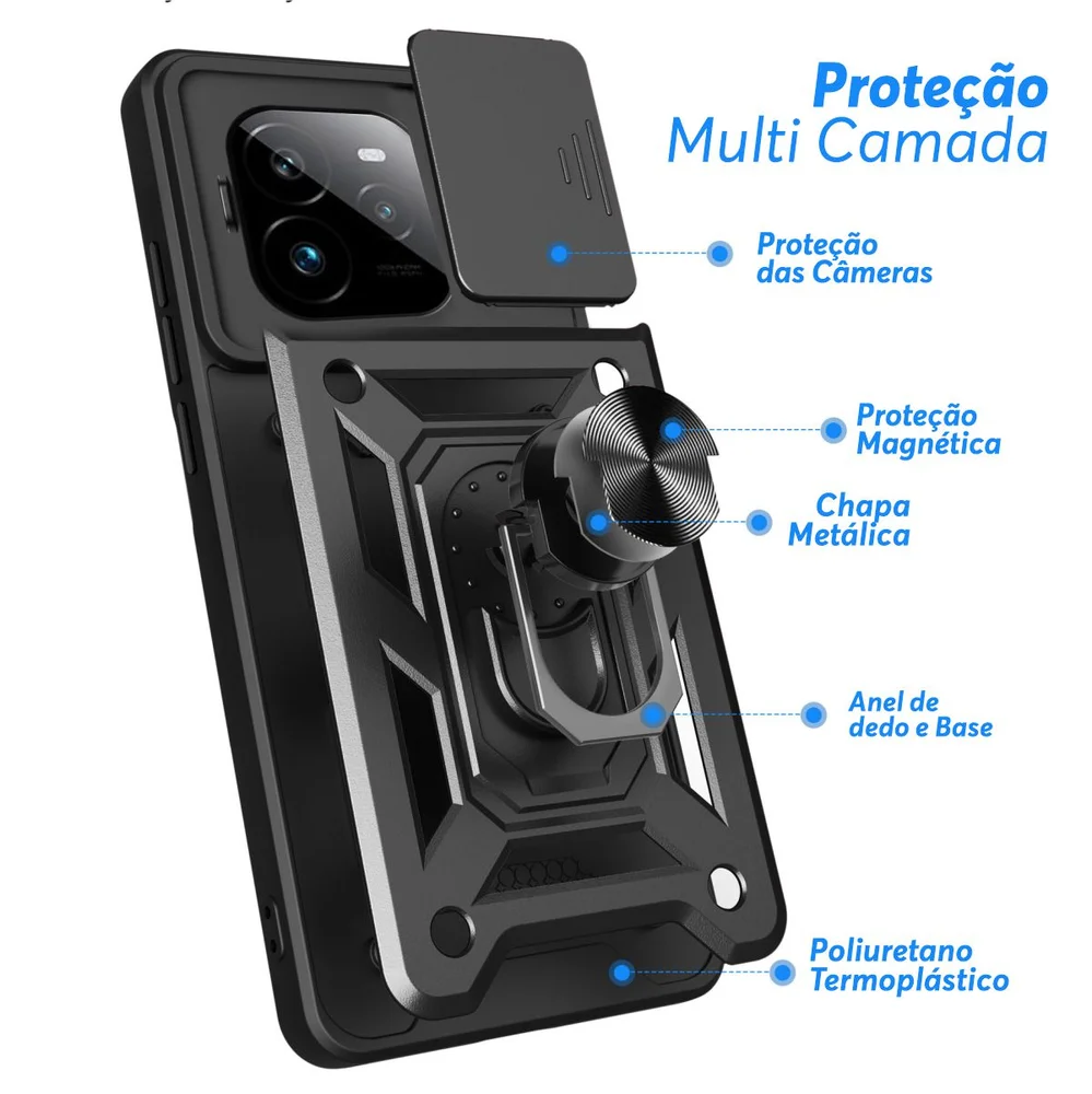 Imagem 2 de 5 do produto Capa Militar P/ Realme Gt7 - Capinha Case Protetora Anti Impacto Queda Armadura Resistente
