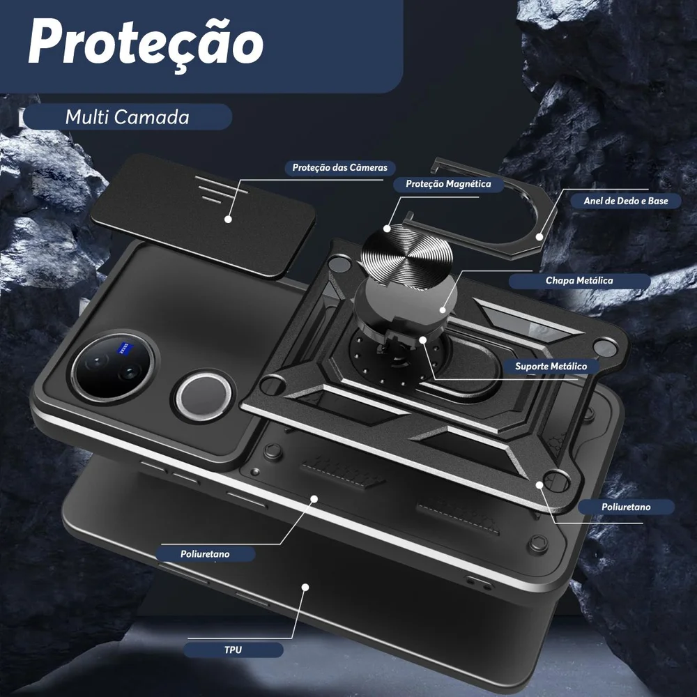 Imagem 4 de 5 do produto Capa Militar P/ Jovi V50 5g - Capinha Case Protetora Anti Impacto Queda Armadura Resistente