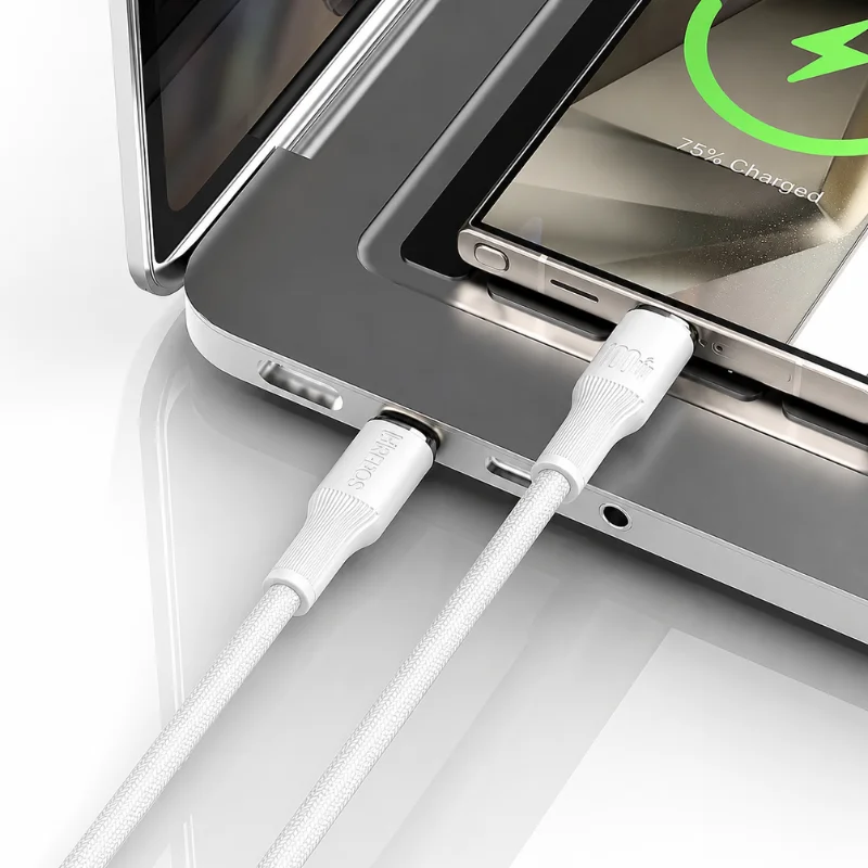 Imagem 2 de 5 do produto Cabo de carregamento Carregador Usb-c Compatível Para Controle Ps5 E Ps5 Pro 2 Metros soft white CB-374C Cor Branco
