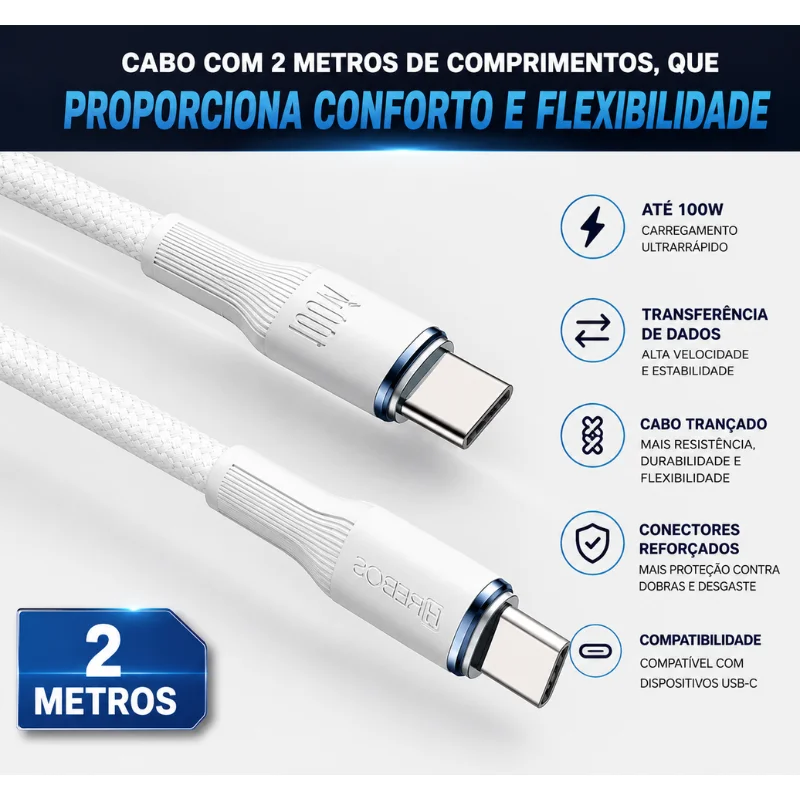 Imagem 5 de 5 do produto Cabo de carregamento Carregador Usb-c Compatível Para Controle Ps5 E Ps5 Pro 2 Metros soft white CB-374C Cor Branco