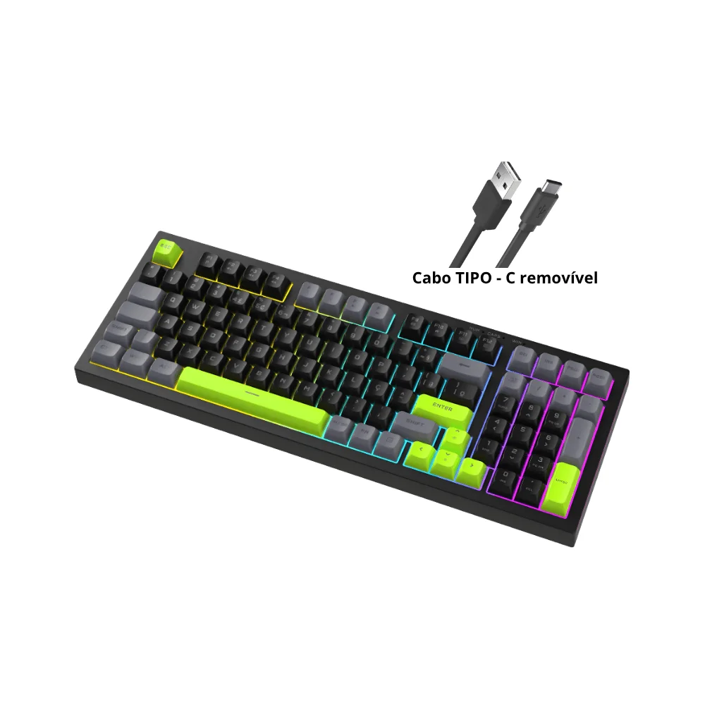 Imagem 5 de 5 do produto Teclado Gamer Semi Mecanico RGB Kg798v Gfire