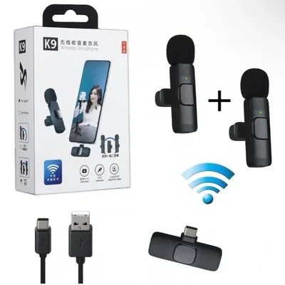 Kit Com 2 Microfones De Lapela Sem Fio Tipo Usb-c